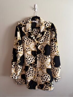 Vintage Brooke Chapman Rope Print Blouse Women’s Plus Size 20 Made in Canada